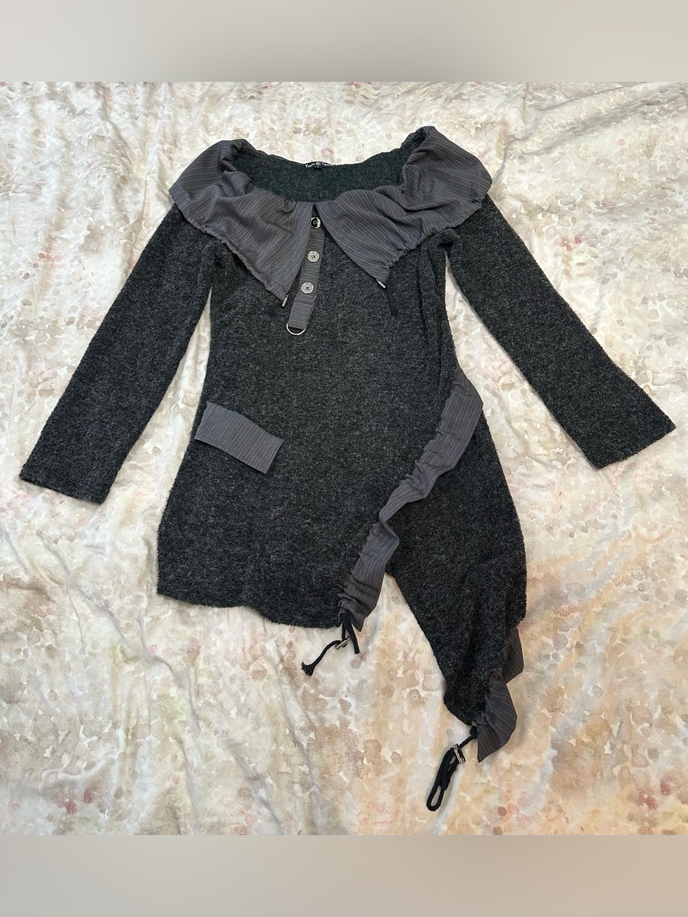 Dark Gray Women's Ruffle-Trim Sweater
